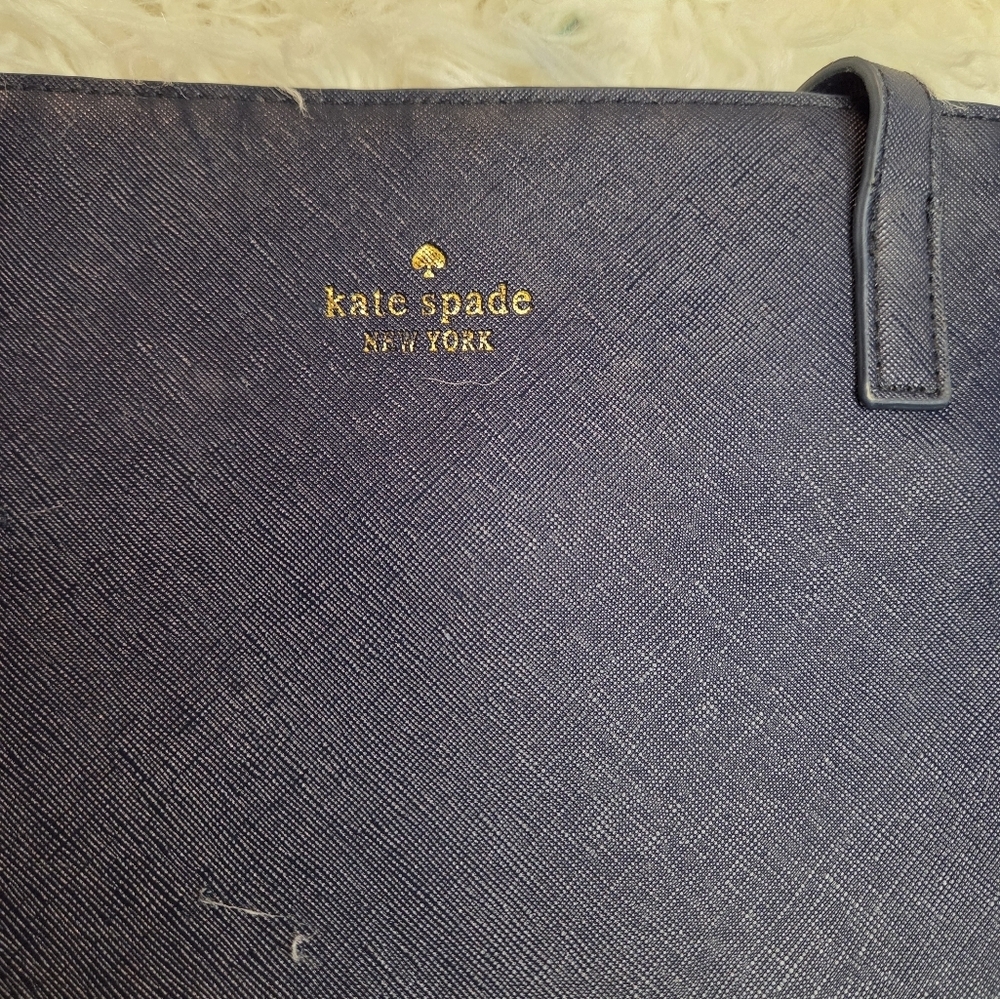Kate Spade Navy Glitter Leather Large Tote Bag - Picture 3 of 16